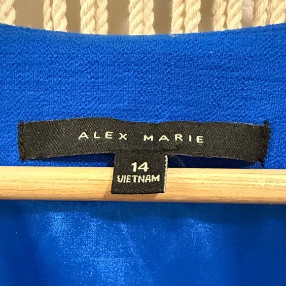 Alex Marie Royal Blue Wrap-Dress with 3/4 Sleeve - Picture 2 of 12